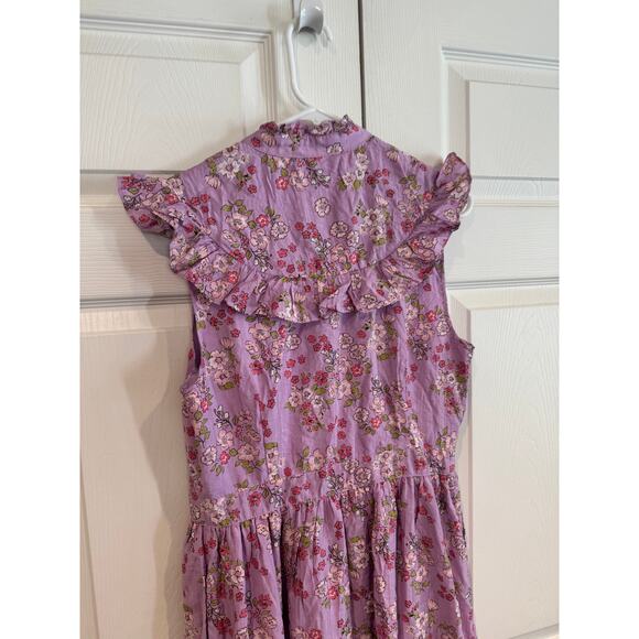 New Unique Vintage Violet Floral Prairie Cottagecore sleeveless Dress - Picture 6 of 7